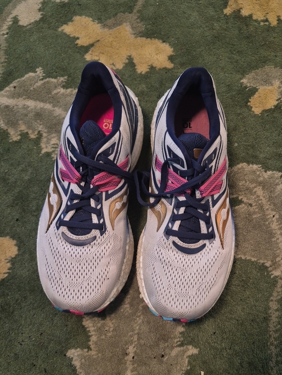 Saucony Shoes - Saucony Women's White, Navy & Pink Running Shoes with Gold Accents
